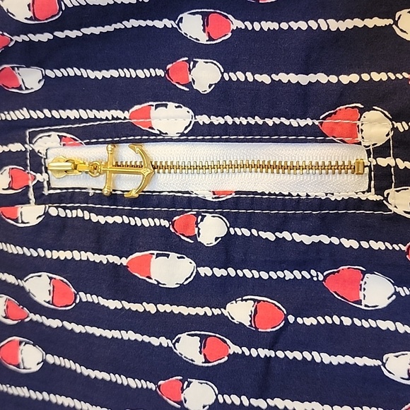 Lilly Pulitzer Nautical Navy Swim Lanes Skirt Gold Anchor Pulls Women's Size 2 - Picture 4 of 17